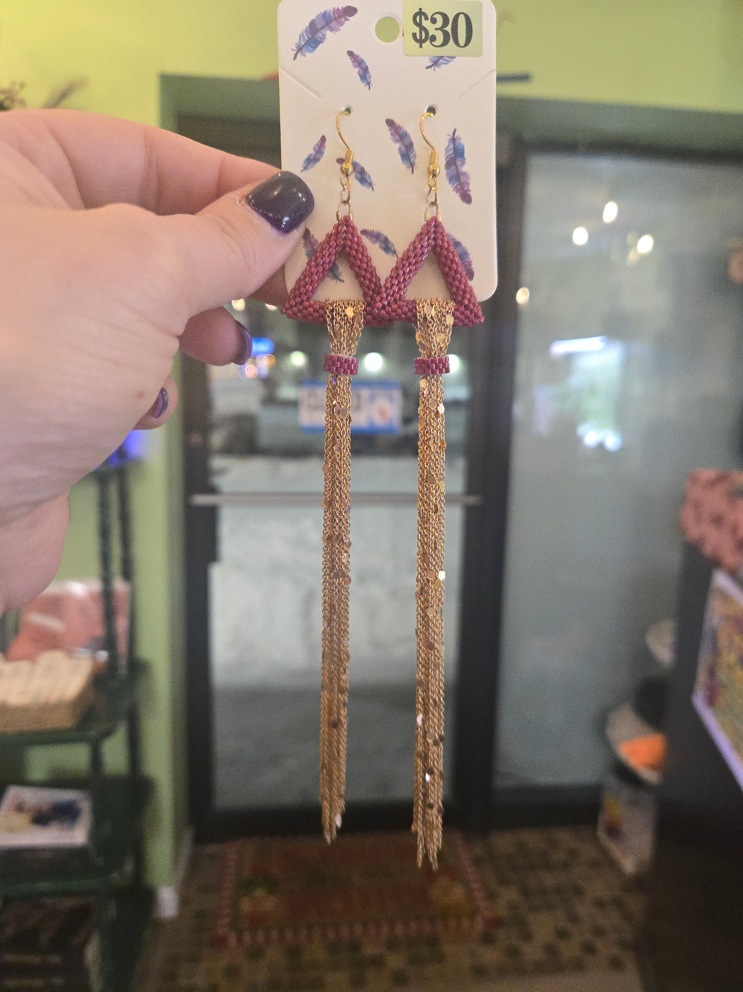 Maroon dangly